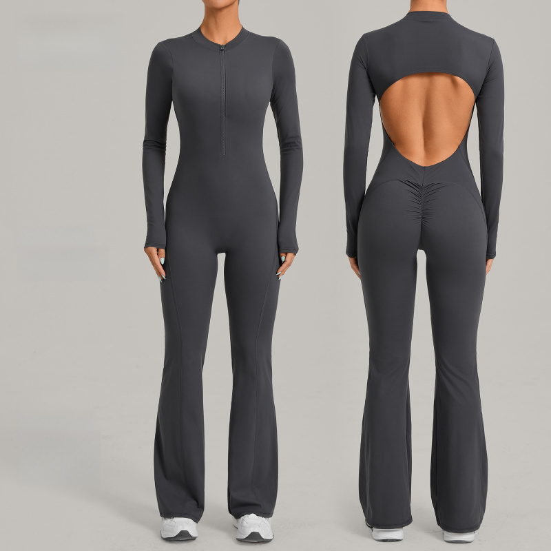 Yoga Fitness Jumpsuit - Tuta Intera a Maniche Lunghe con