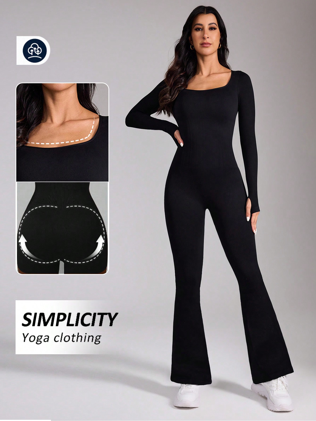 Yoga Fitness Jumpsuit - Pantaloni svasati casual da donna, vita