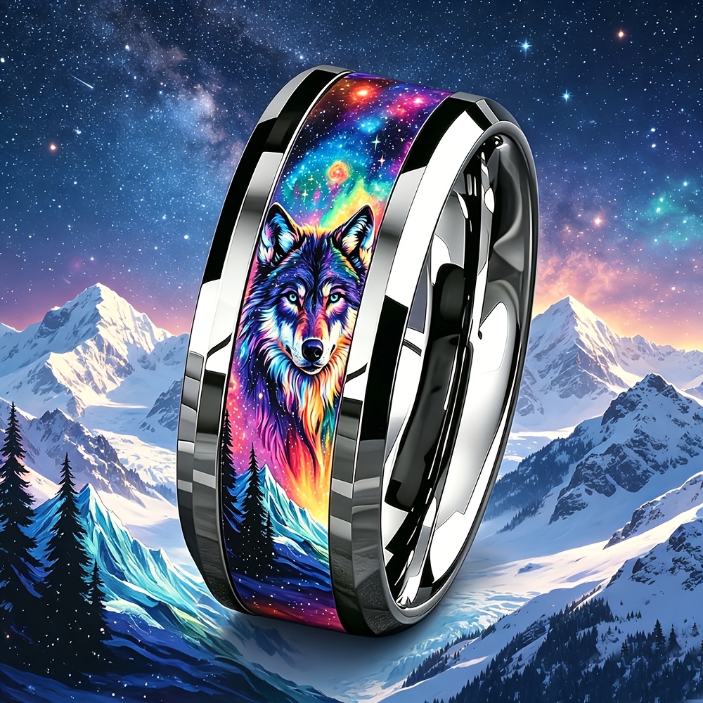 Gymnastics Rings - Anello Vintage con Lupo Arcobaleno e